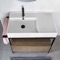 Console Sink Vanity With Ceramic Sink and Natural Brown Oak Drawer, 35